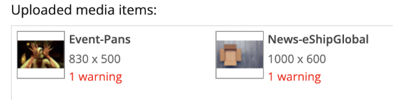 Warnings on uploaded items