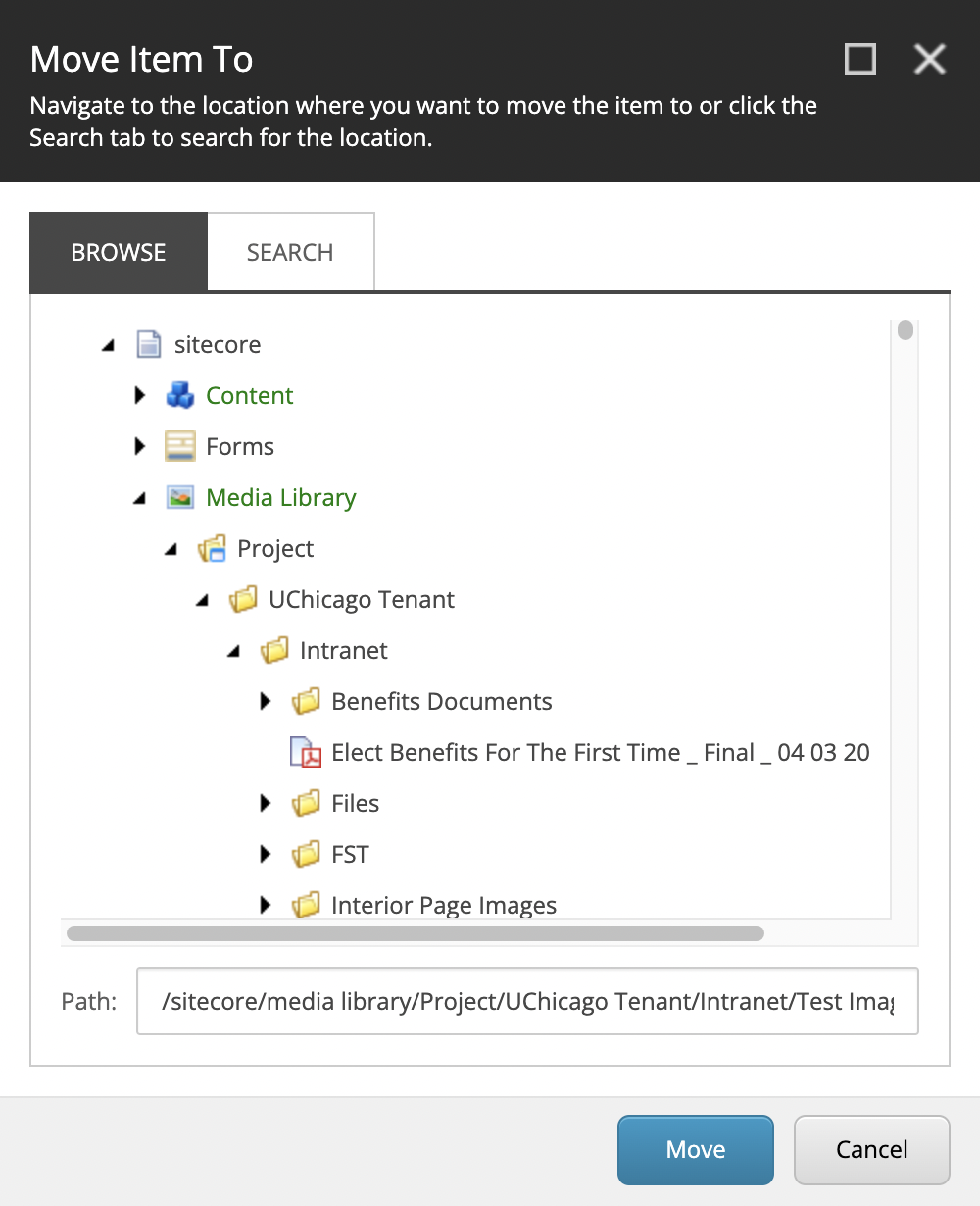 Moving media files in Sitecore Media Library
