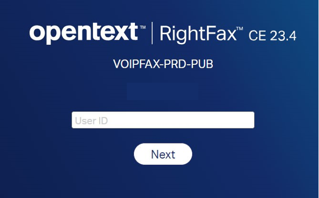 RightFax login window