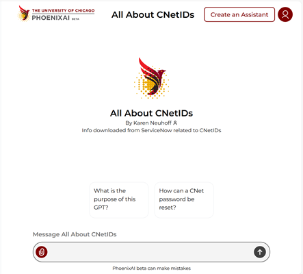 PhoenixAI assistant page