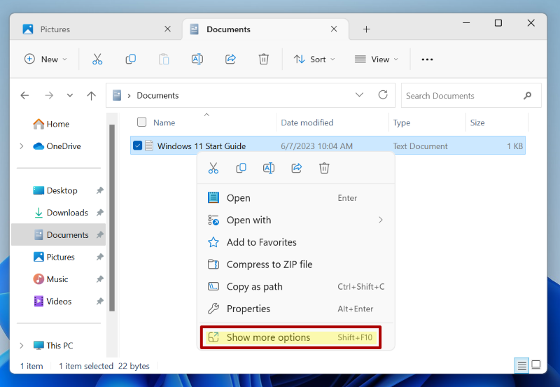 Show the legacy right-click context menu