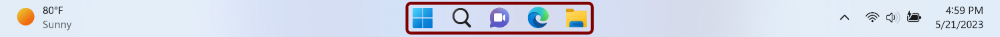 The taskbar and start icons