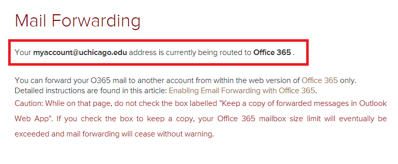 Information on current account routing location