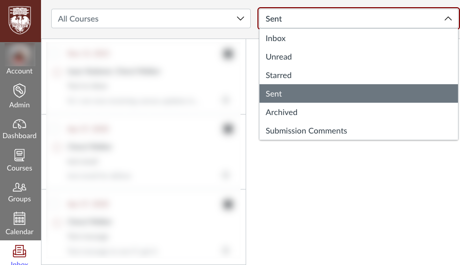 Inbox Drop-down Menu