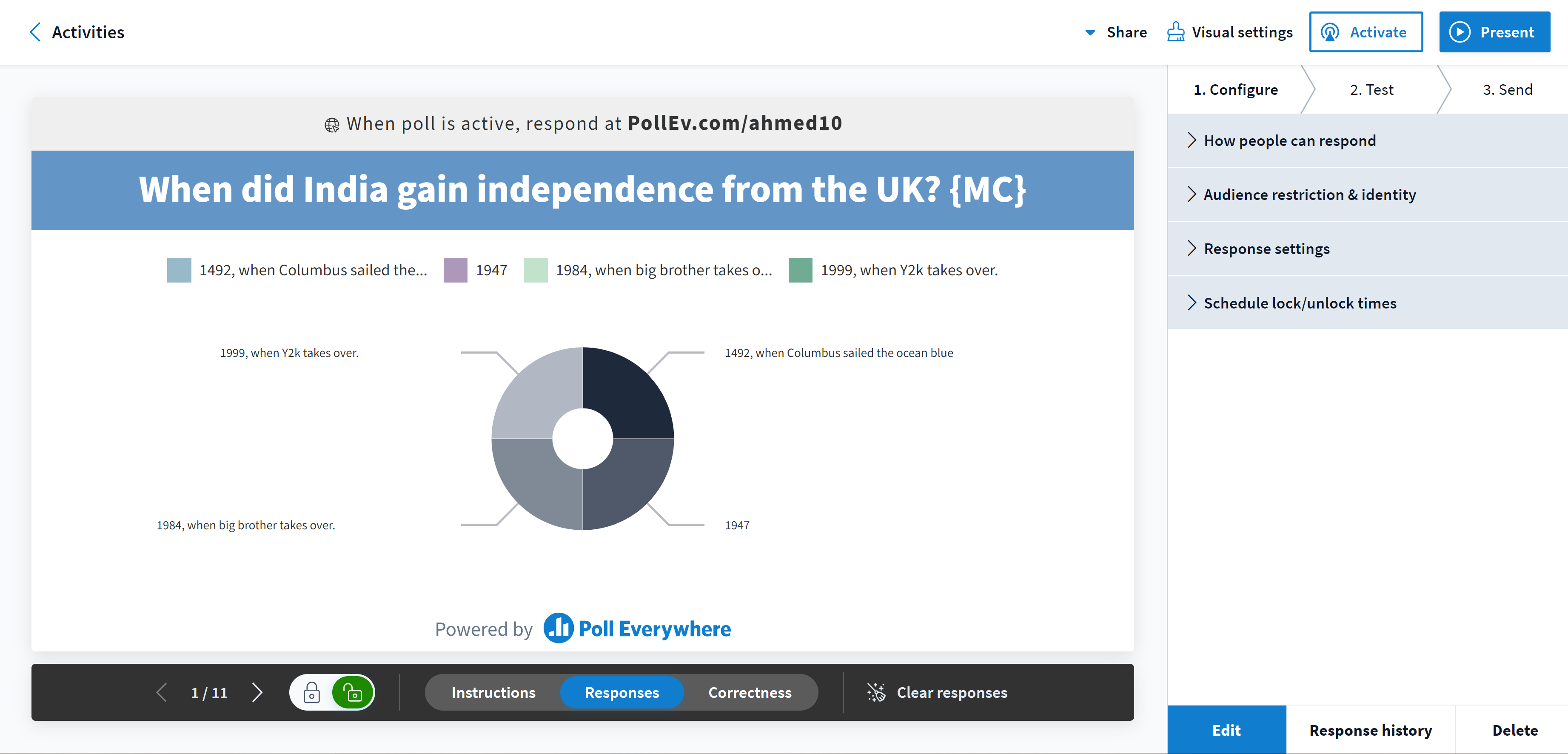 poll outcomes and answers