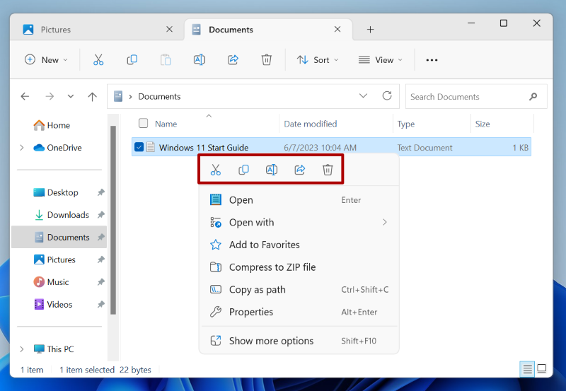 New options in the right-click context menu