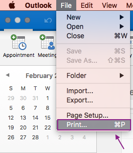 Option to select a calendar to print