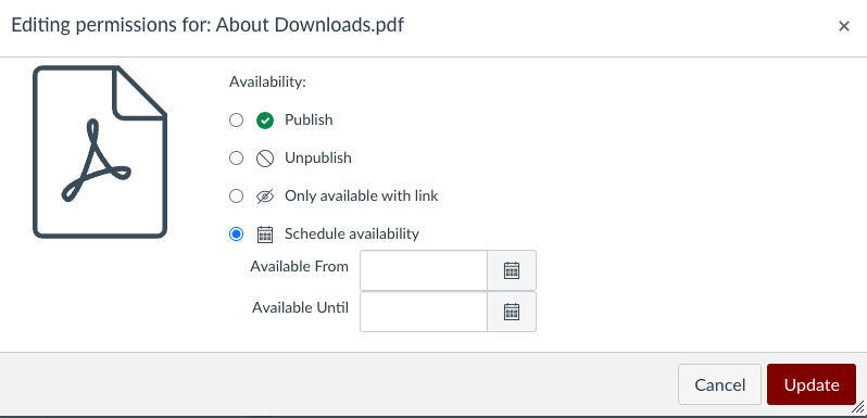 Course Material Availability Settings