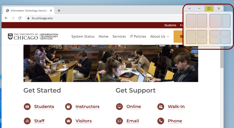 Snap assist for resizing a window