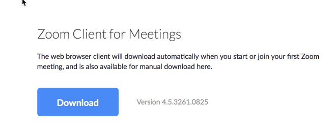 Download button for Zoom Client