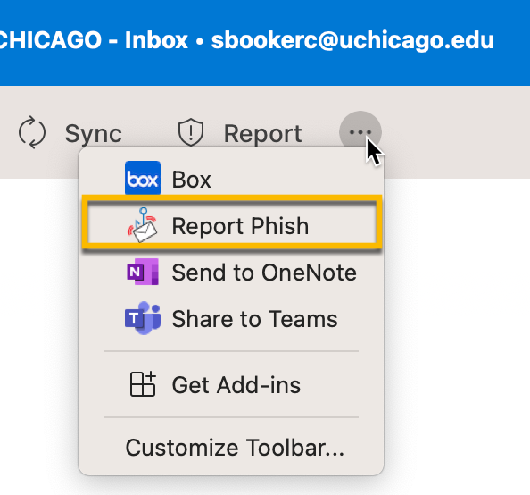 ProofPoint Report Phish option