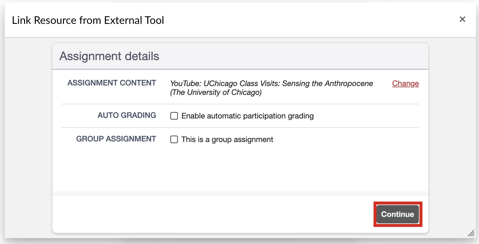 Screenshot of Assignment details in Hypothesis showing assigned YouTube video content