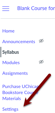 Select Settings from the Course Navigation Menu